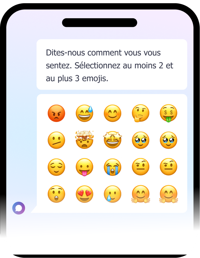 Format de question par réactions emojis sur mobile