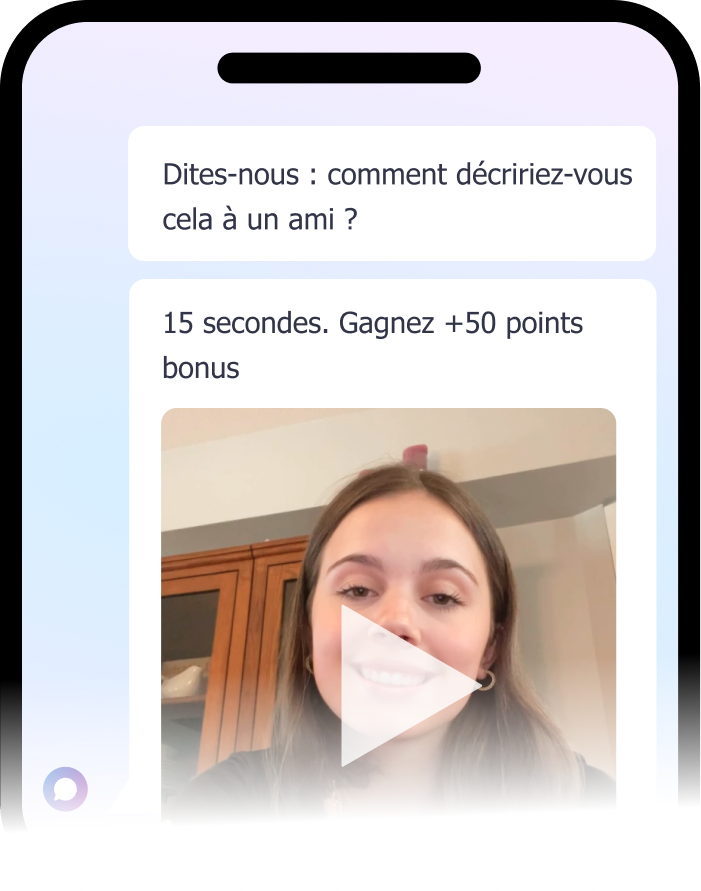 Format de question vidéo selfie sur mobile