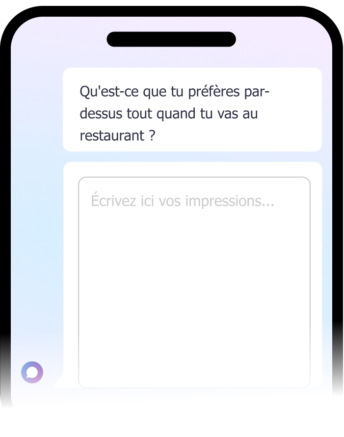 Format de question texte court sur mobile
