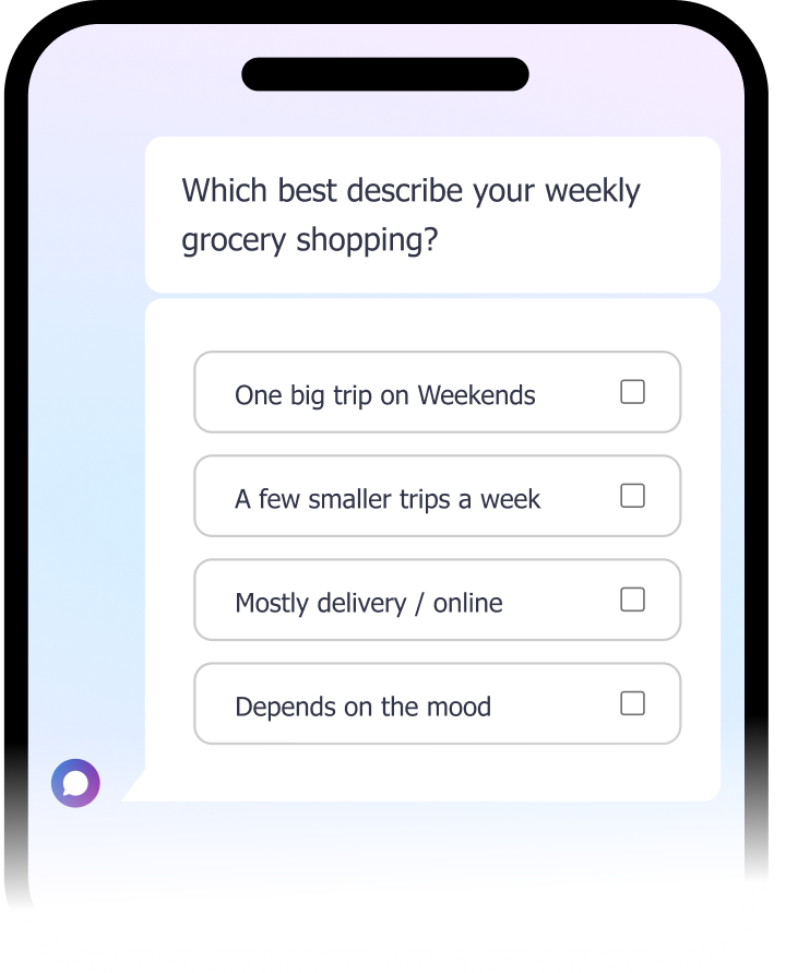 Multiple choice survey question format on mobile