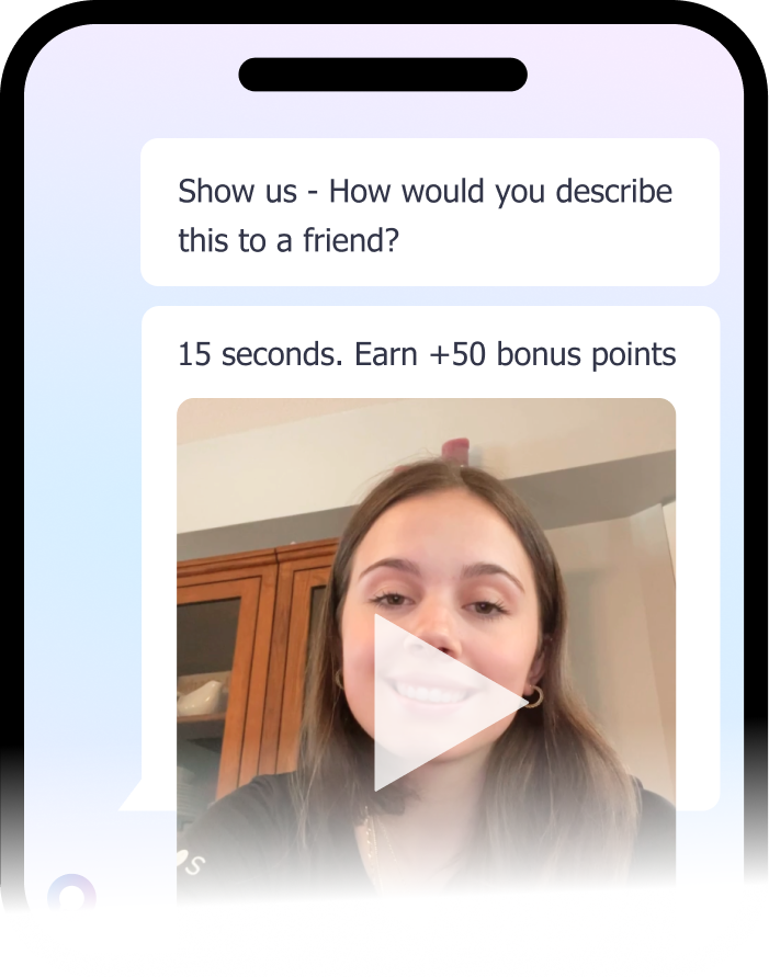 Selfie video survey question format on mobile